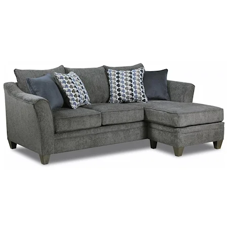 Transitional Sofa Chaise with Flared Arms